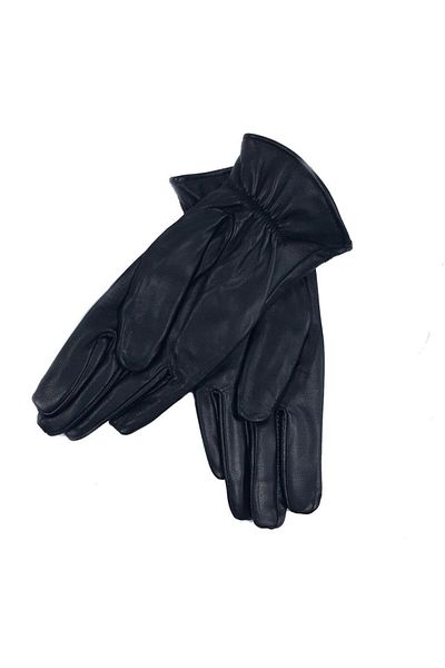 Sanalbolluk Black Color Double Stitched Women's Fleece Leather Gloves