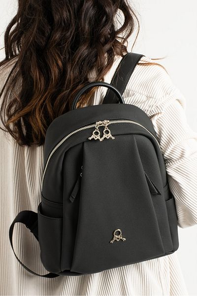GP GUES POLO Just Polo Leather Black Women's Backpack and Shoulder Bag