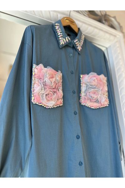 Invee Rose Stone Shirt Petrol
