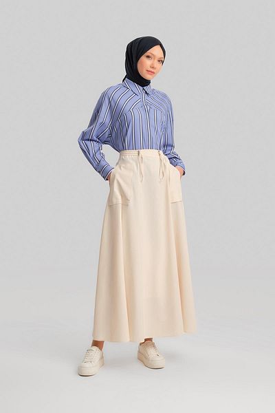 Armine Cotton Skirt with Moonstone Stopper - 24Y1630 Model