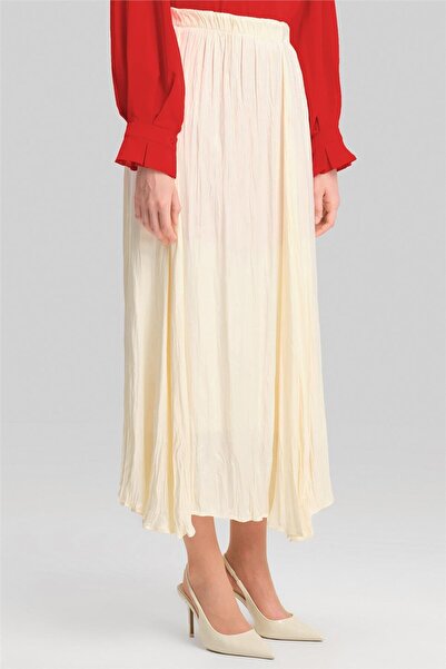 Armine Kırışık Görünümlü Pileli Etek 24yd5601 Ekru