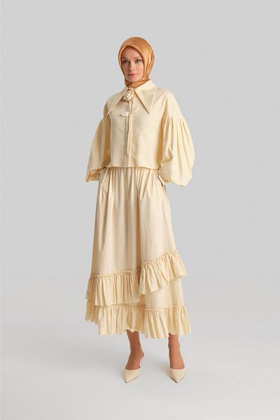 Armine 24Y1638 Model Ruffled Skirt Moonstone