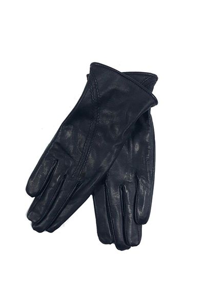 Sanalbolluk Black Color Double Stitched Women's Fleece Leather Gloves