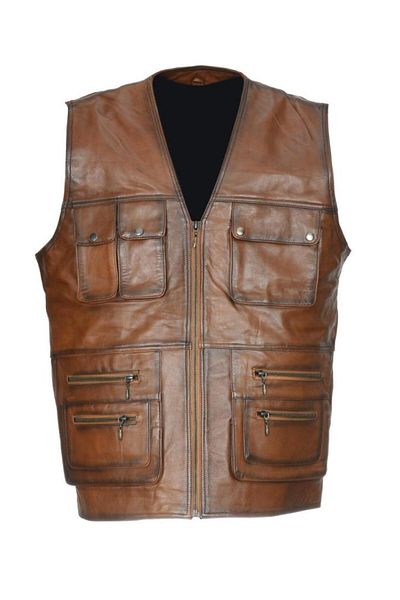 Sanalbolluk Tan Color Men's Hunter Leather Vest