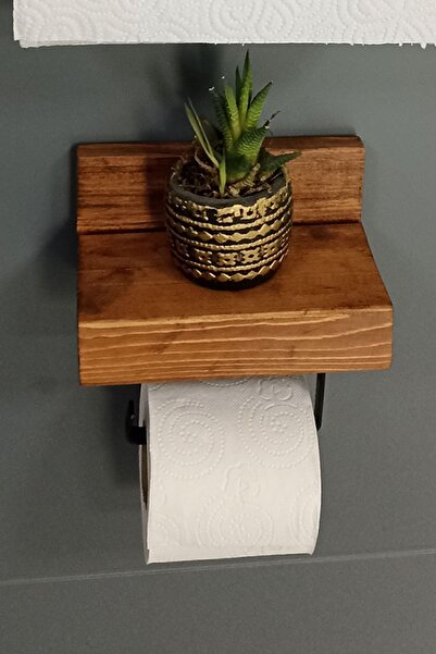 NONYA Dekoratif Ahşap Wc Kağıtlık Metal Tuvalet Kağıtlığı Ahşap Tuvalet Kağıdı Askısı Ahşap Banyo Duvarraf