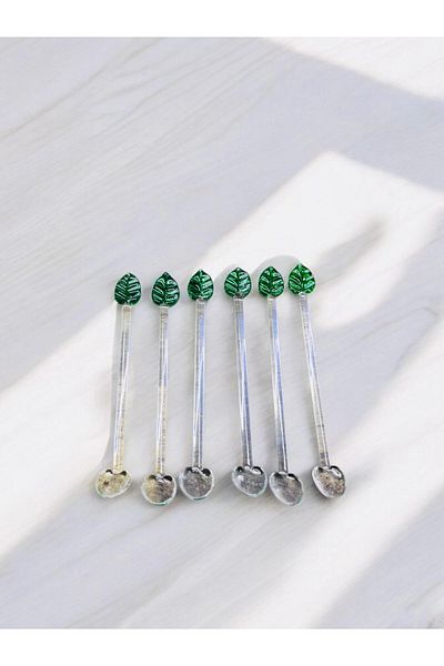 nazarboncuğu Glass Leaf Figured Teaspoon Set of 6