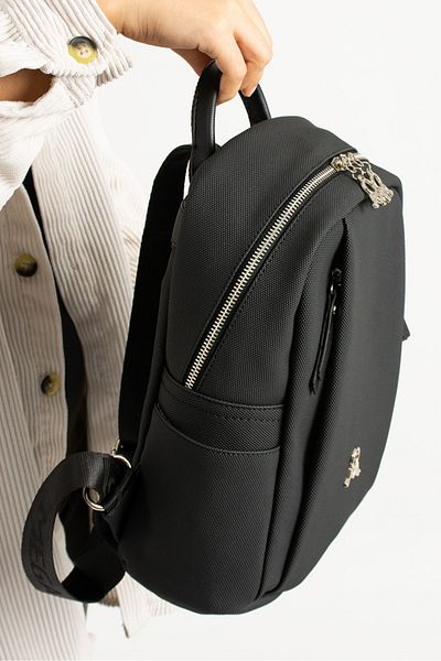 GP GUES POLO Just Polo Leather Black Women's Backpack and Shoulder Bag
