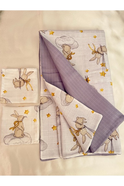 vikivin bebe بطانية أطفال من الموسلين بطبقة مزدوجة