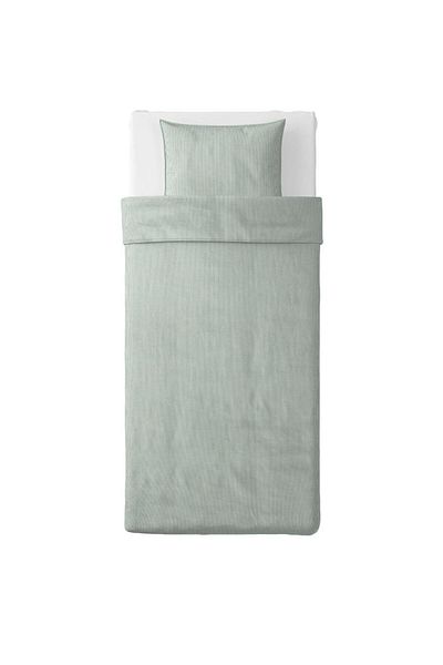 IKEA Bergpalm Single Duvet Cover Set, Striped Green