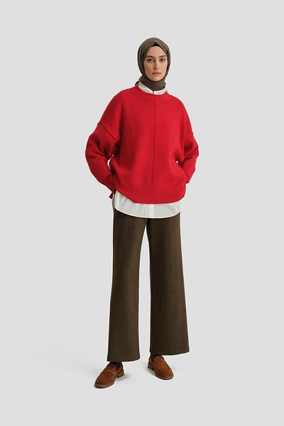 Armine Pantaloni cu picioare drepte din piele intoarsa kaki - 24k2704