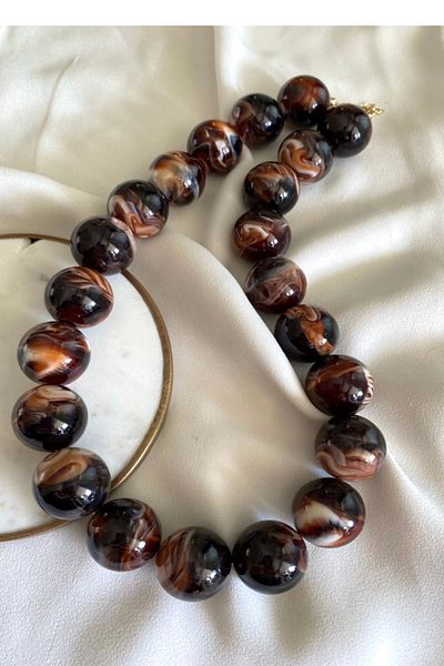 gaila design Acrylic Stone Brown Bijouterie Necklace