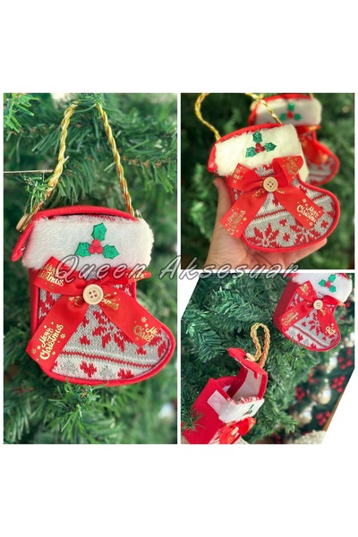 QUEEN AKSESUAR Ciorapi de Crăciun - Cutie cadou de lux cu capac, cu decorațiuni pentru brad de Crăciun