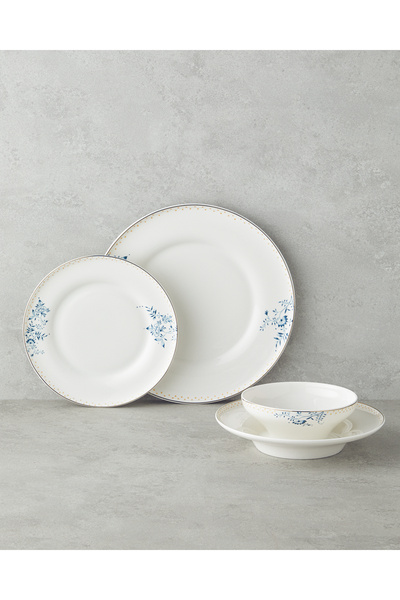 English Home Serenity Blue Bone Porselen Yemek Takımı 24 Parça 6 Kişilik Laci...