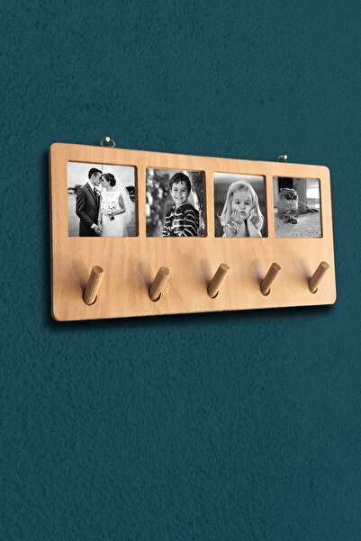 NONYA Dekoratif Ahşap Fotoğraf Resim Alanlı Özel Duvar Anahtarlık Askı Askılı...