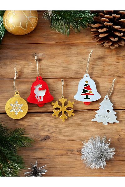 MOMİKO TASARIM 5Pcs Christmas Tree Ornament Handmade