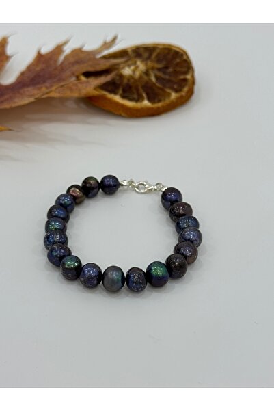 DURAN TAKI TASARIM Hakiki Siyah İnci Gümüş Bileklik