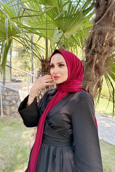 SAYRA Şal de damă din Lycra roşu Claret - Şal gata cu capse SYR008