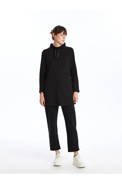 LC Waikiki Black Half Turtleneck Women's Thick Sweatshirt Tunic