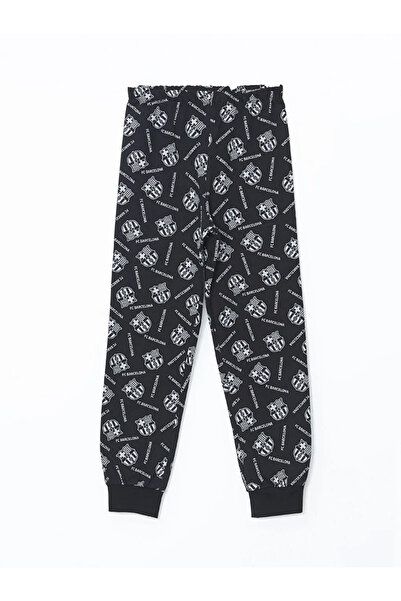 LC Waikiki LCW Kids Gri Bisiklet Yaka Barcelona Baskılı Erkek Çocuk Pijama Takımı