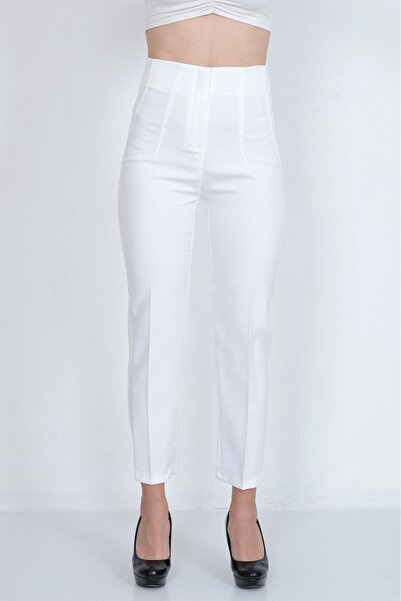 YASHAA High Waist Collet Carrot Cut Atlas Fabric Women's Trousers