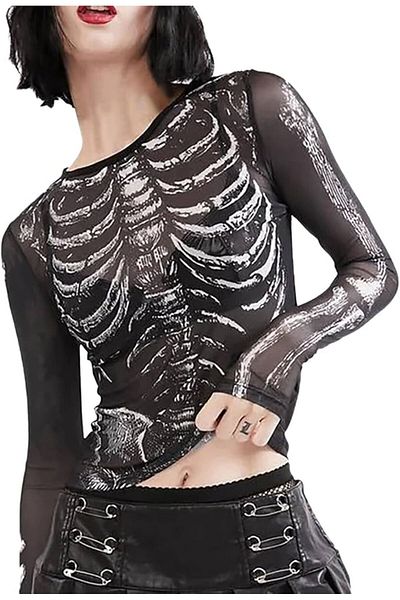 Köstebek Μακρυμάνικη μπλούζα Gothic Punk Tulle Skeleton