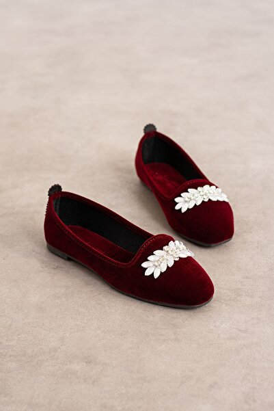 FUGA MODA Λεπτομερείς μπαλαρίνες με κεντήματα από πέτρα με φύλλα μπορντό Logan