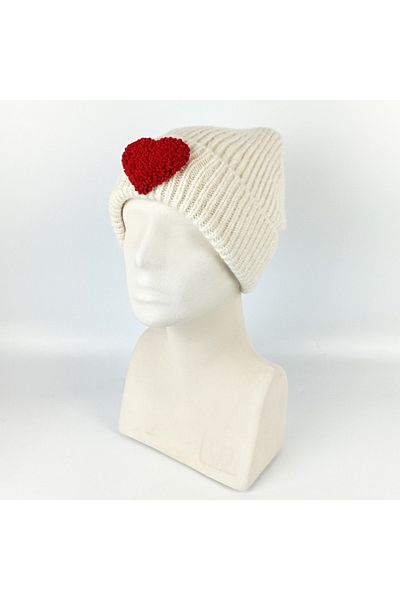 woodycord Heart Figure Punch on Wool Beret