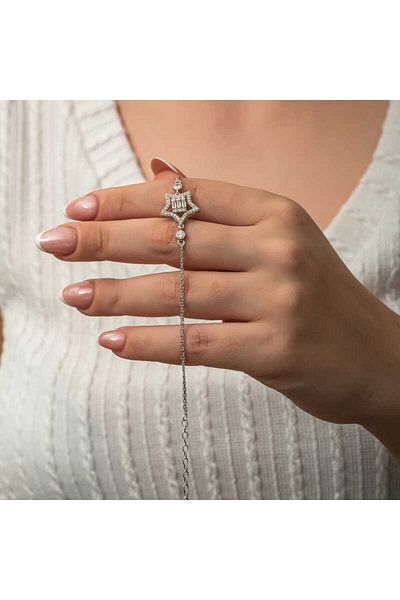 Skygo Silver Baguette Jewelled Star Women's Bracelet