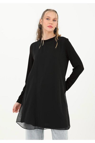 Puane Kokoş My Accessories Puane Front Chifon Detail Long Sleeve Blouse