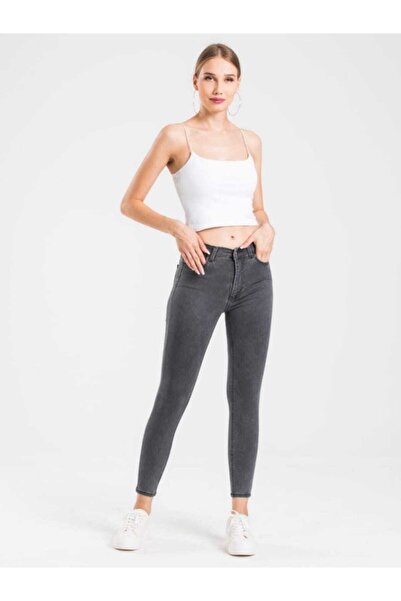 geenz manifacture Τζιν παντελόνι Carmen Ash Smoked ψηλόμεσο στενό πόδι Skinny Lycra