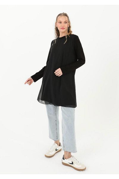 Puane Kokoş My Accessories Puane Front Chifon Detail Long Sleeve Blouse