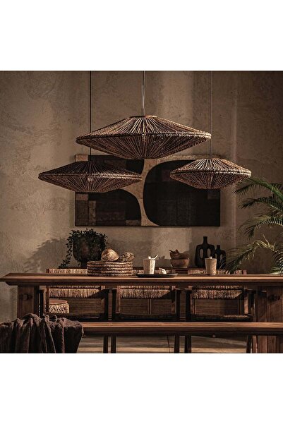 Arslan tekstil Rustik Rattan Kahverengi Sarkıt Işıklar