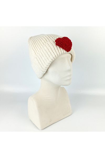 woodycord Heart Figure Punch on Wool Beret