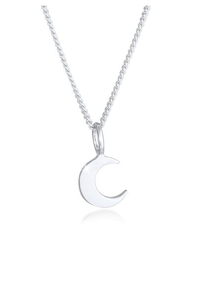 ELLI Colier pentru femei Moon Half Moon Astro Basic Curb Lanț din argint 925