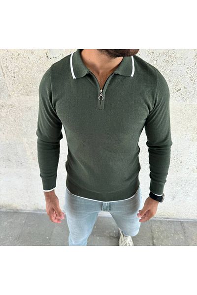 EMKA GİYİM ανδρικό πλεκτό πουλόβερ με φερμουάρ