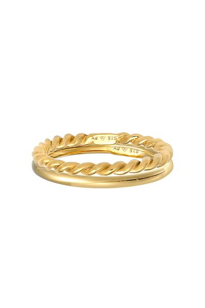 ELLI Ring Ladies Twisted Basic Set Of 2 In 925 Sterling Silver