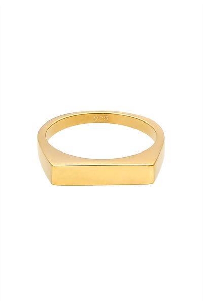 ELLI Ring Ladies Signet Square Geo Design Basic In 925 Sterling Silver
