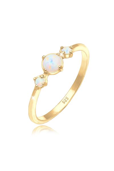 ELLI Ring Ladies Band Geo Vintage Trend With Synthetic Opal In 925 Sterling Silver