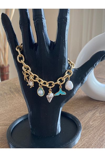 Store Ocean Style Artificial Pearl Shell Mermaid Tail Elegant Bracelet