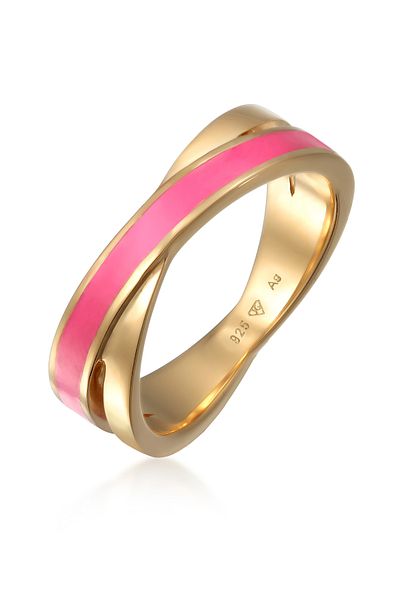 ELLI Ring Lady Wrap Moderne Emaille Weiß 925 Sterling Silber