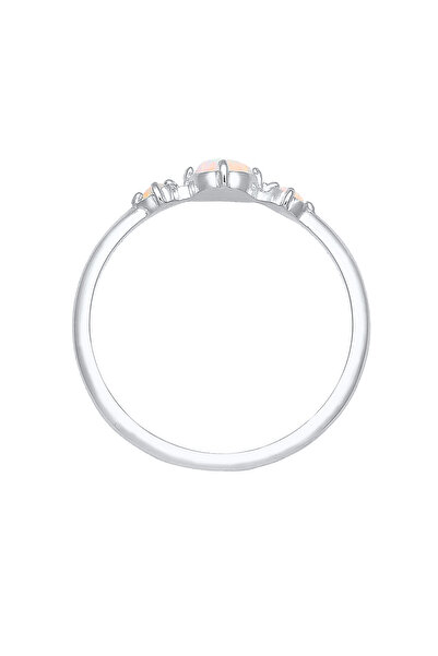 ELLI Dámský prsten Band Geo Vintage Trend se syntetickým opálem ze sterlingového stříbra 925