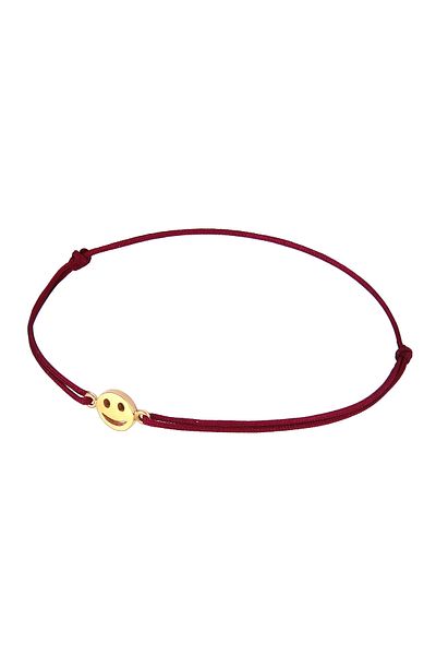 ELLI Bracelet Ladies Smiling Face Symbol With Nylon Red In 925 Sterling Silver Gold Plated