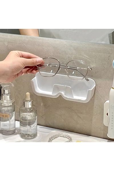 glasses accessory 1 Piece White Glasses Hangers Can Be Stick on the Wall - Bedroom Bathroom