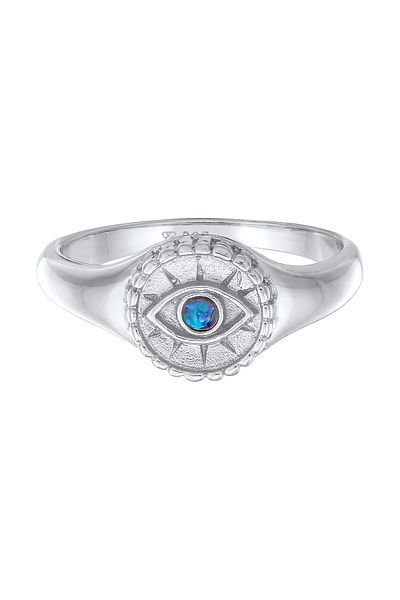 ELLI Inel De Damă Sigiliu Evil Eye Cu Opal sintetic În argint 925 placat cu aur