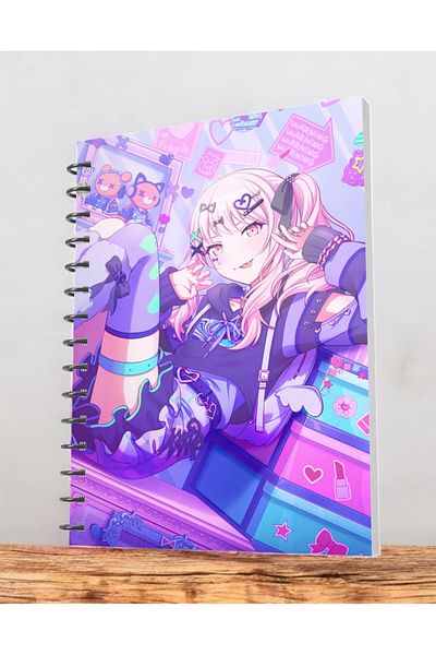 nihonwosekai 50 Sheets Hatsune Miku Colorful Pjsekai Project Sekai Anime A5 Boy Spiral Notebook Akiyama Mizuki