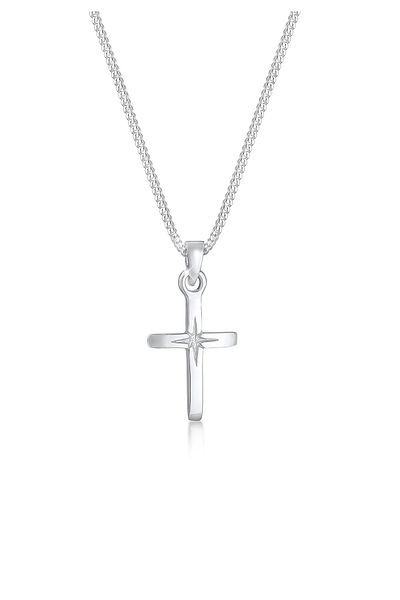 ELLI Necklace Ladies Cross Pendant Star Engraving Faith In 925 Sterling Silver