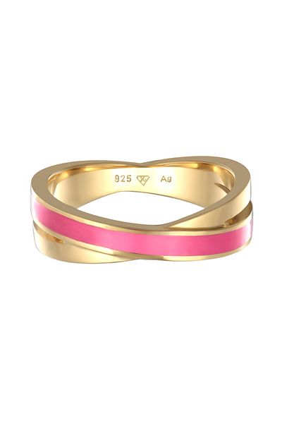 ELLI Ring Lady Wrap Moderne Emaille Weiß 925 Sterling Silber