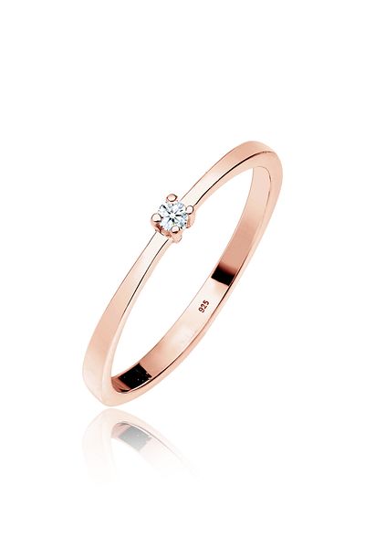 ELLI Inel de logodnă pentru femei cu diamant clasic (0,03 ct) în argint 925