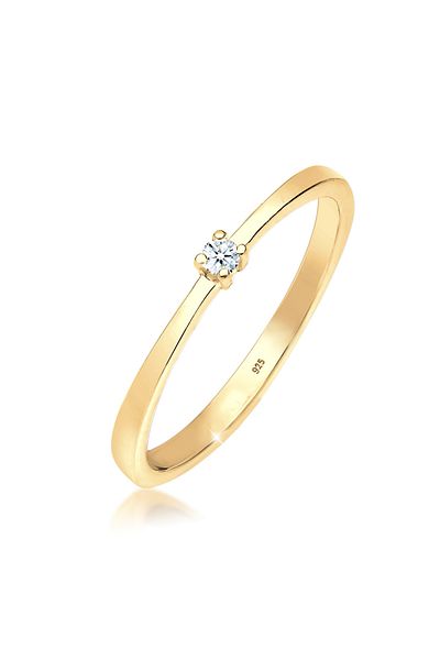 ELLI Ring Women Engagement Classic Diamond (0.03 ct) in 925 Sterling Silver