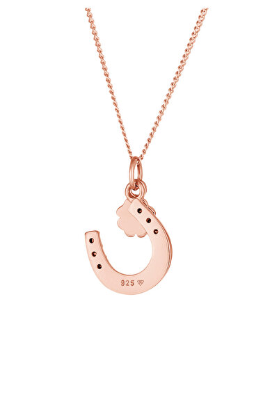 ELLI Dámský náhrdelník s přívěskem ve tvaru podkovy a trojlístku s krystaly ze sterlingového stříbra 925